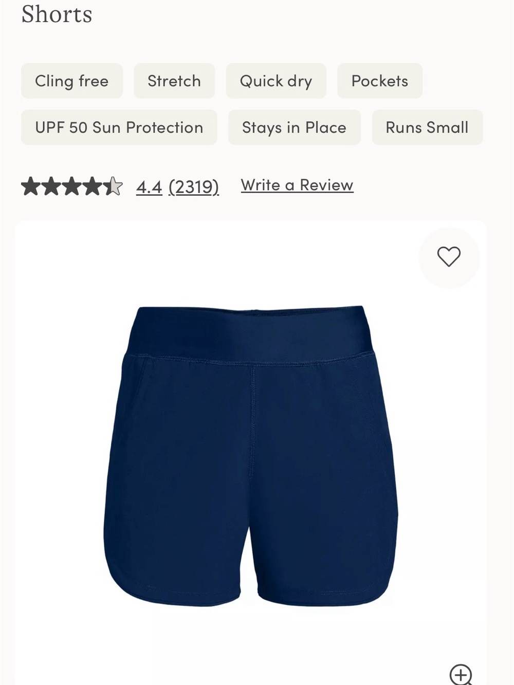 Lands' End Women's Deep Sea Navy Athletic Shorts